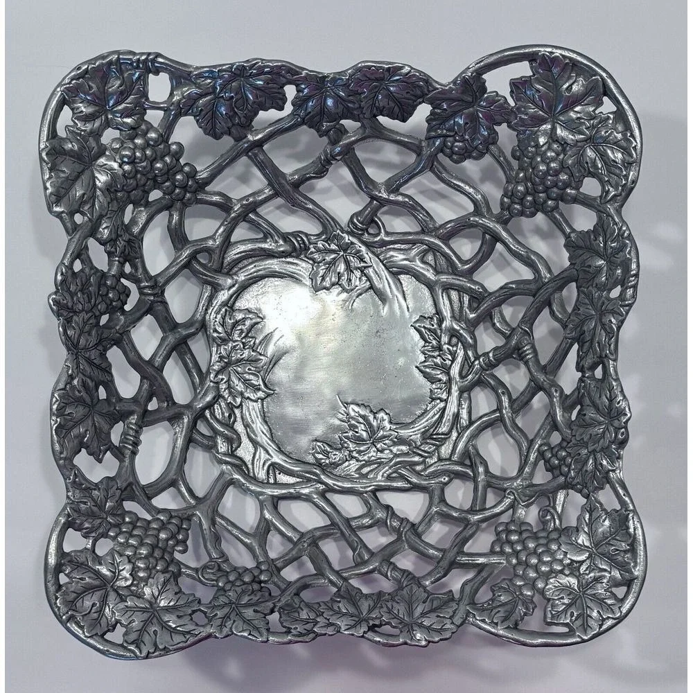 Pewter Arthur Castro Grape‎ themed basket. 1996. Only 1 available. $62